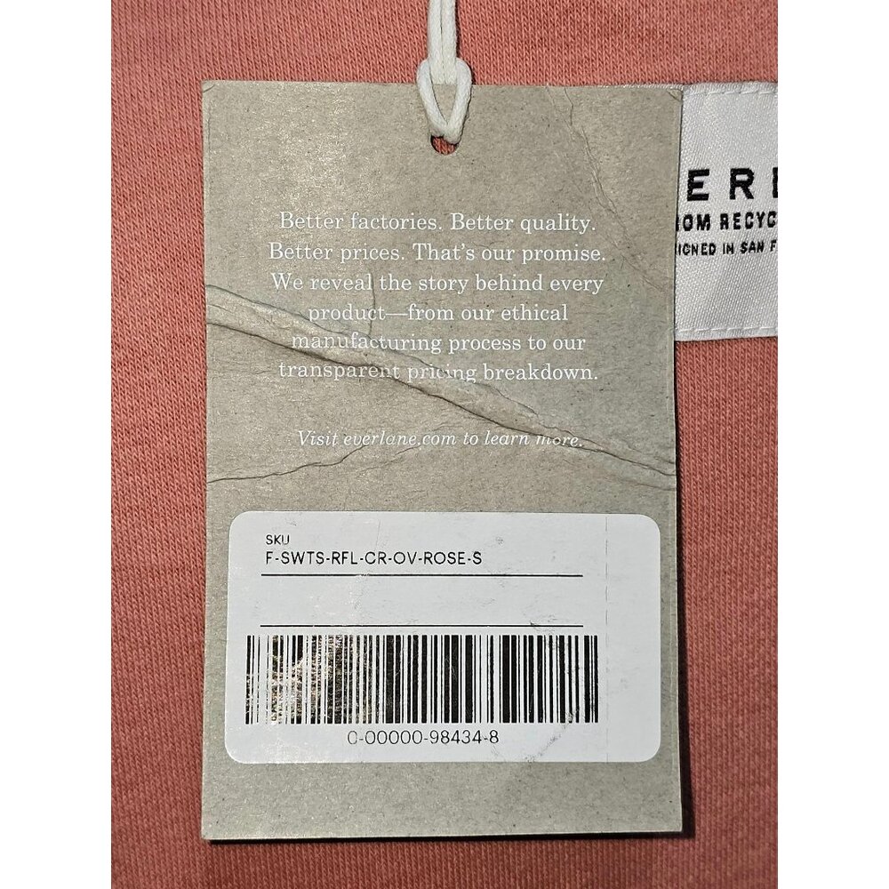 NWT Everlane Women's Coral Pink Cotton Merino Summer Crew Sweatershirt Sz S 1832 - Picture 7 of 11